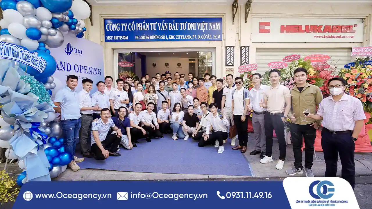 TỔ CHỨC SỰ KIỆN KHAI TRƯƠNG CÔNG TY TƯ VẤN ĐẦU TƯ DNI