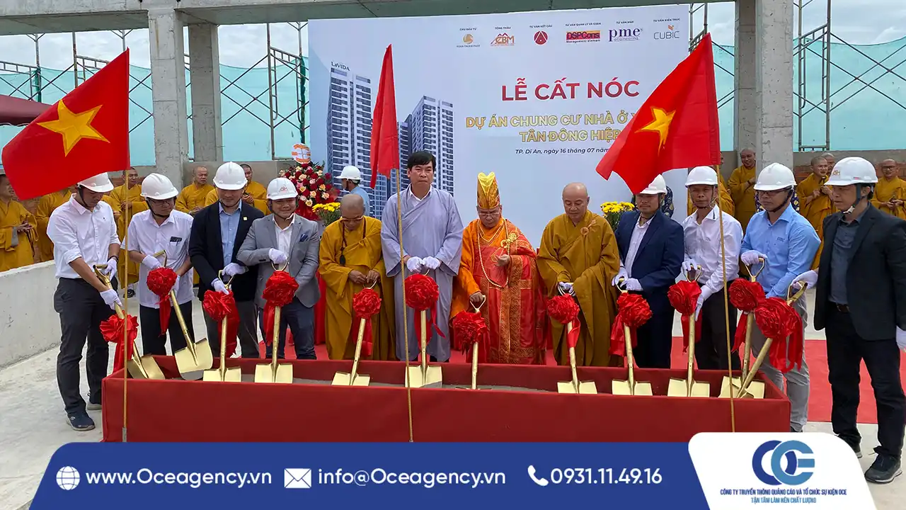 TỔ CHỨC SỰ KIỆN LỄ CẤT NÓC DỰ ÁN NHÀ Ở XÃ HỘI TÂN ĐÔNG HIỆP