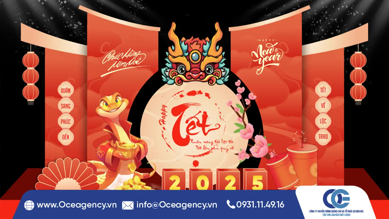 BACKDROP TIỆC ĐẦU NĂM ẤN TƯỢNG THEO XU HƯỚNG MỚI