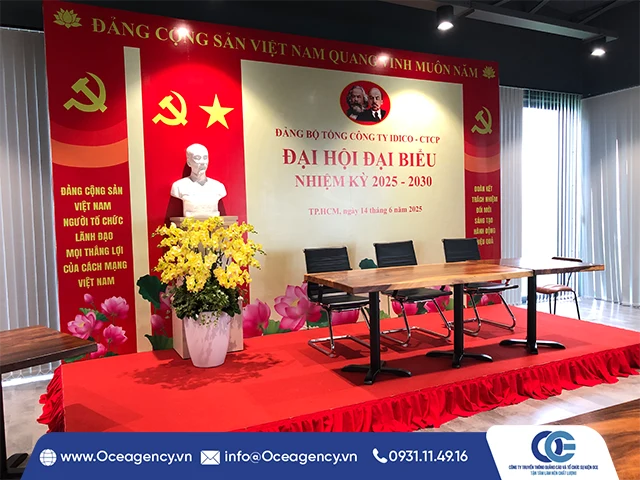 DỊCH VỤ THI CÔNG BACKDROP SÂN KHẤU CÔNG TY IDICO - CTCP