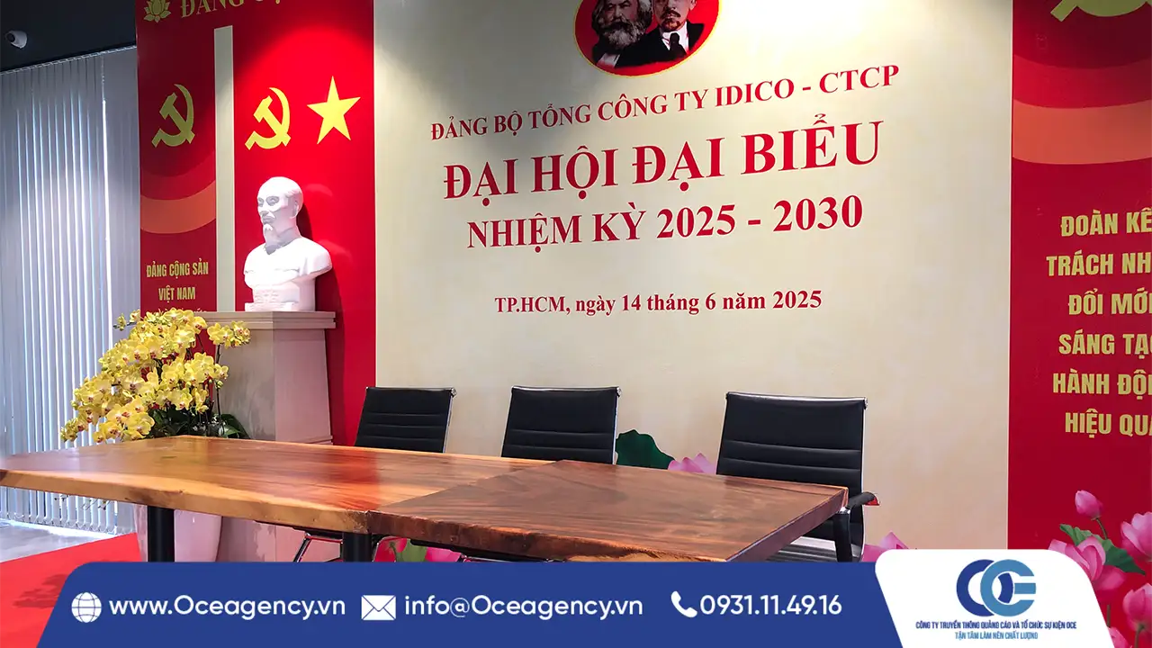 DỊCH VỤ THI CÔNG BACKDROP SÂN KHẤU CÔNG TY IDICO - CTCP