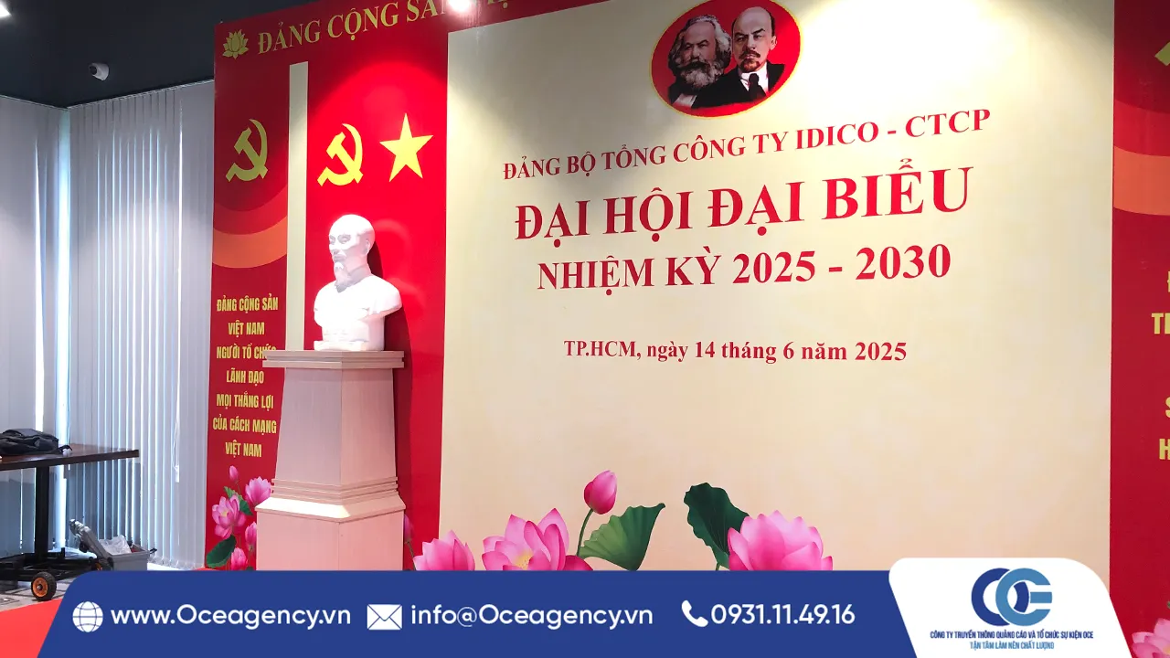 DỊCH VỤ THI CÔNG BACKDROP SÂN KHẤU CÔNG TY IDICO - CTCP