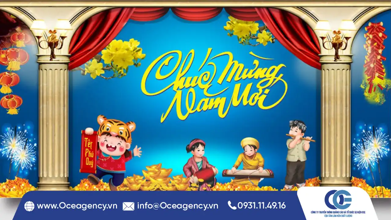 BACKDROP TIỆC ĐẦU NĂM ẤN TƯỢNG THEO XU HƯỚNG MỚI