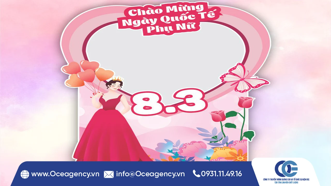 MẪU STANDEE &ndash; PHOTO BOOTH 8/3 THU H&Uacute;T CHECK-IN