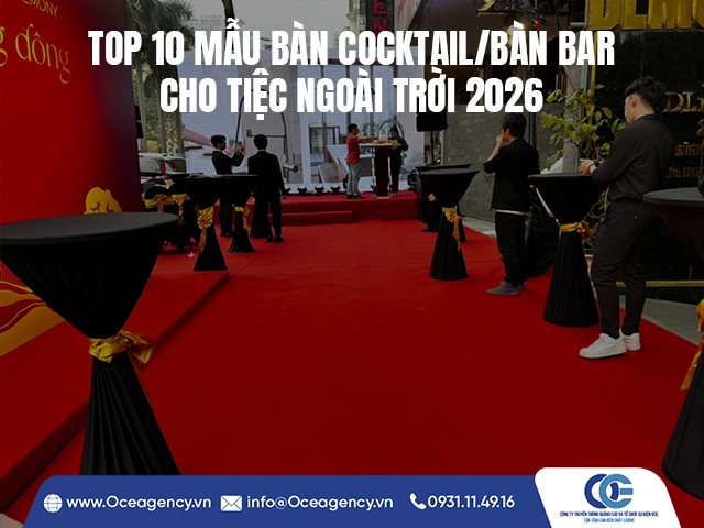 TOP 10 MẪU BÀN COCKTAIL/BÀN BAR CHO TIỆC NGOÀI TRỜI 2026