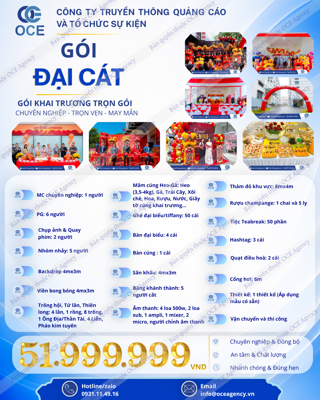 Bảng gi&aacute; sự kiện khai trương - G&oacute;i Đại C&aacute;t