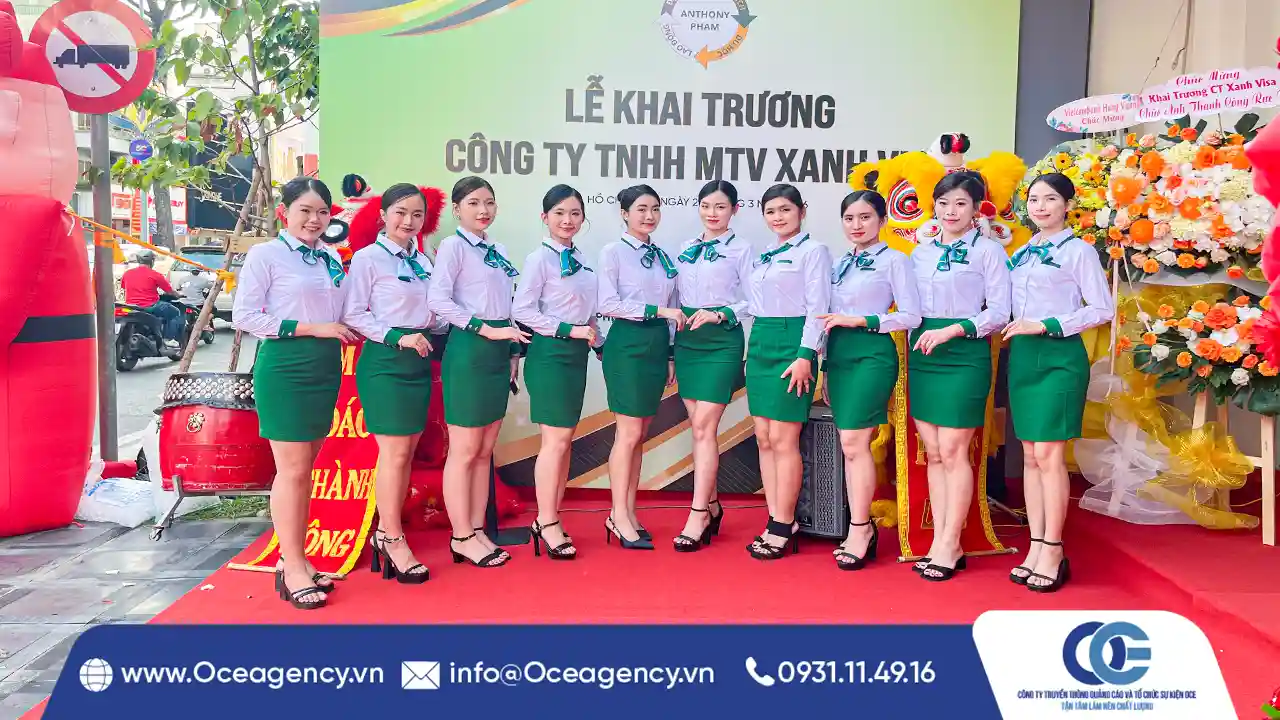 CUNG CẤP PG LỄ KHAI TRƯƠNG CÔNG TY XANH VISA TP.HCM