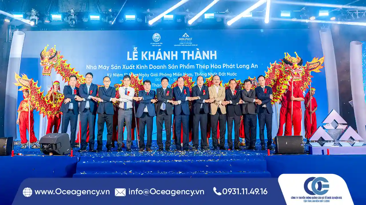 TỔ CHỨC LỄ KHÁNH THÀNH NHÀ MÁY ỐNG THÉP HÒA PHÁT LONG AN