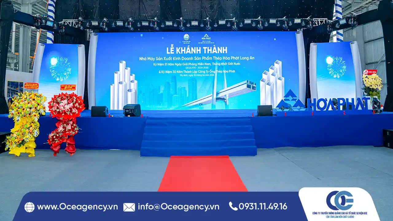 TỔ CHỨC LỄ KHÁNH THÀNH NHÀ MÁY ỐNG THÉP HÒA PHÁT LONG AN