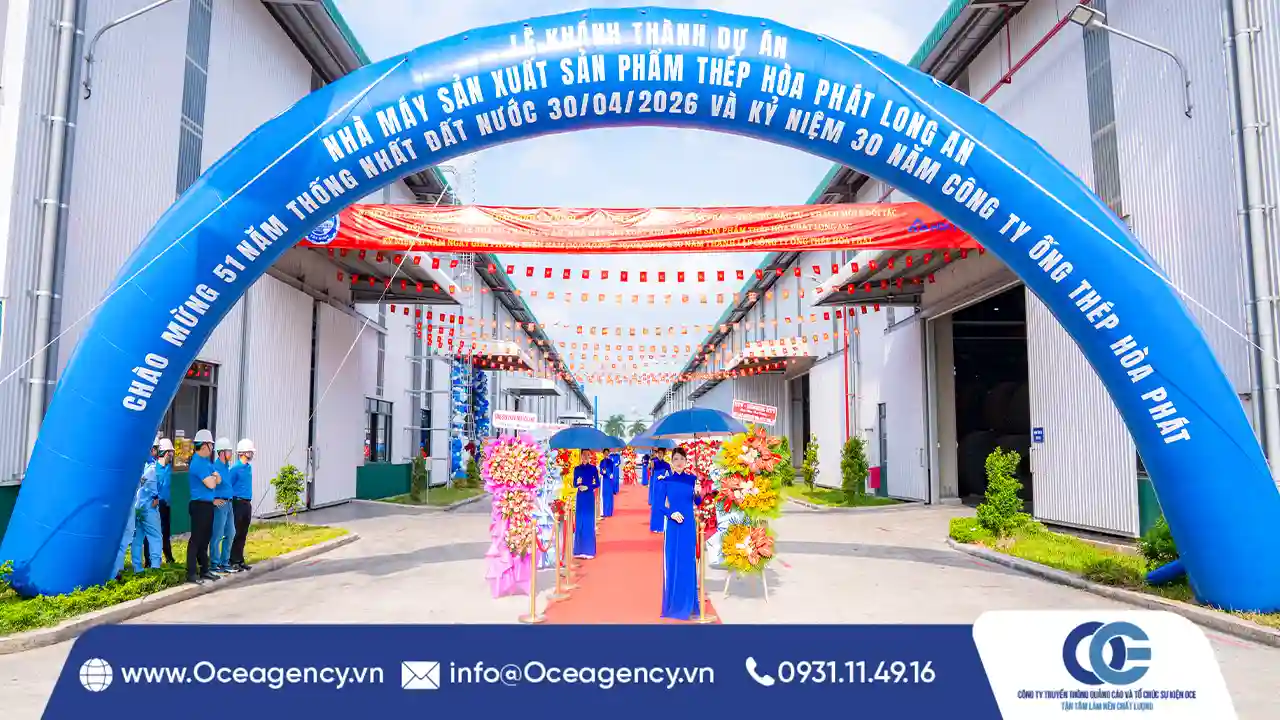 TỔ CHỨC LỄ KHÁNH THÀNH NHÀ MÁY ỐNG THÉP HÒA PHÁT LONG AN