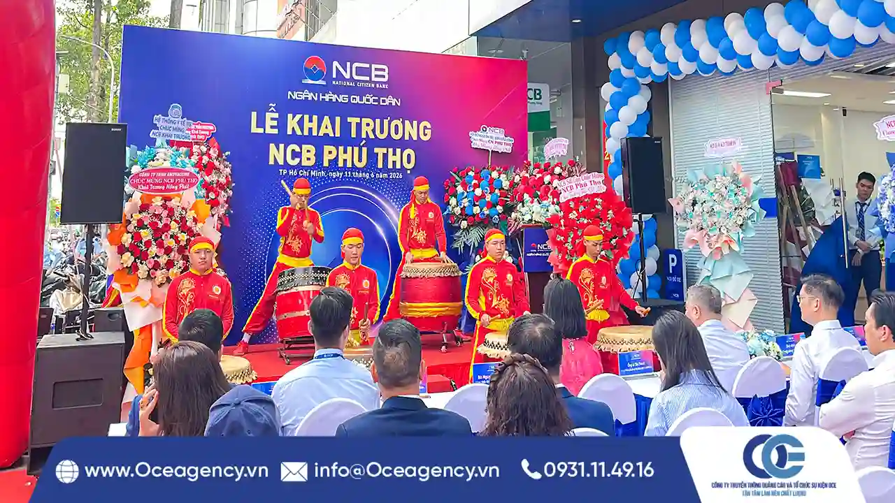 CUNG CẤP THIẾT BỊ SỰ KIỆN KHAI TRƯƠNG NGÂN HÀNG NCB PHÚ THỌ