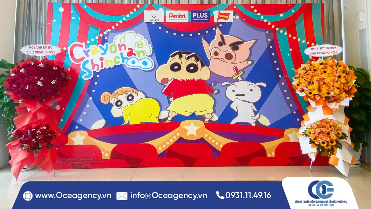 Thi công backdrop nổi bật theo nhận diện thương hiệu