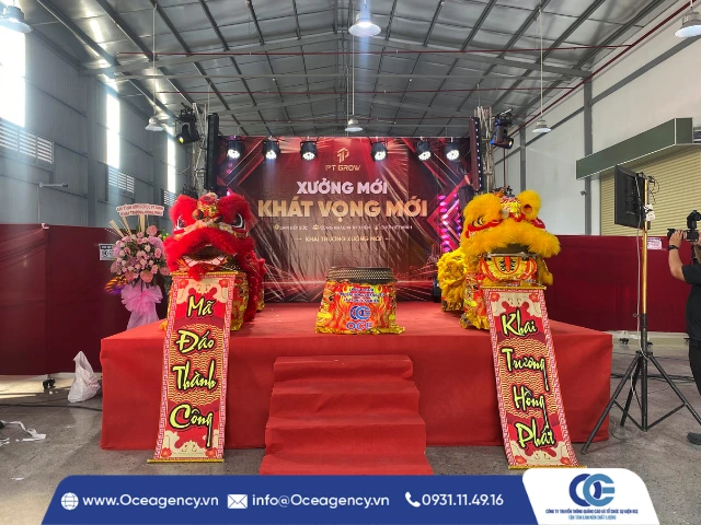 CUNG CẤP MÚA LÂN TRỐNG HỘI KHAI TRƯƠNG XƯỞNG PT GROW QUẬN 12