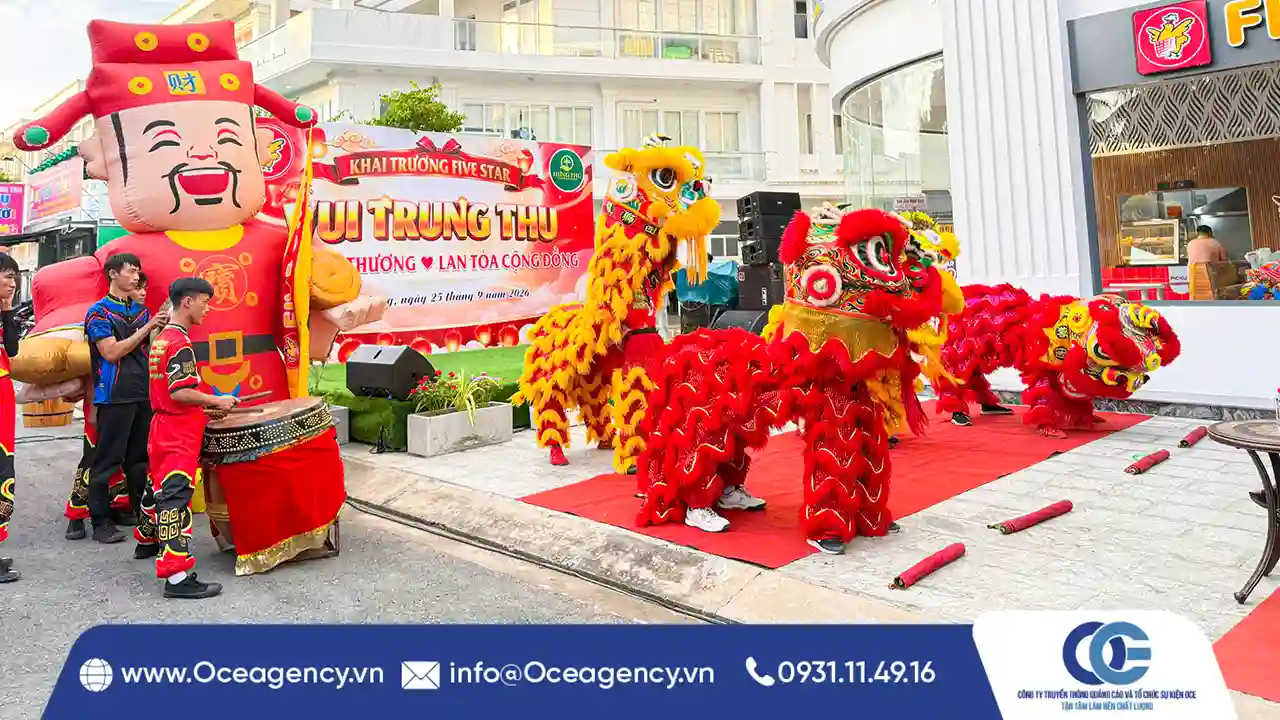 CHO THUÊ CỔNG HƠI - MÚA LÂN KHAI TRƯƠNG FIVE STAR VĨNH LONG