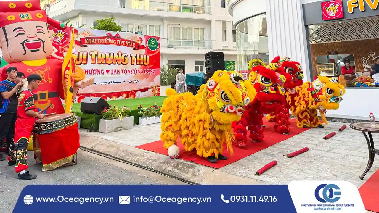 CHO THUÊ CỔNG HƠI - MÚA LÂN KHAI TRƯƠNG FIVE STAR VĨNH LONG