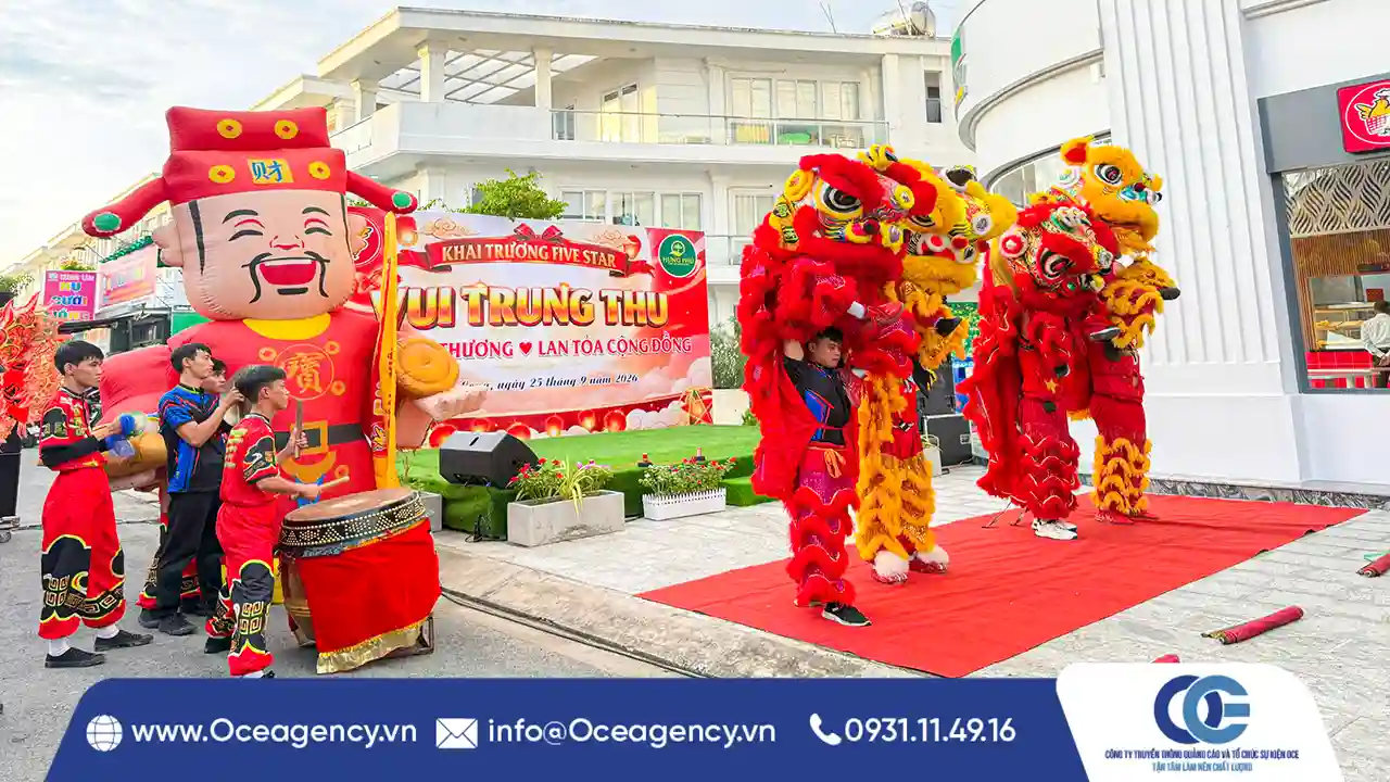 CHO THUÊ CỔNG HƠI - MÚA LÂN KHAI TRƯƠNG FIVE STAR VĨNH LONG
