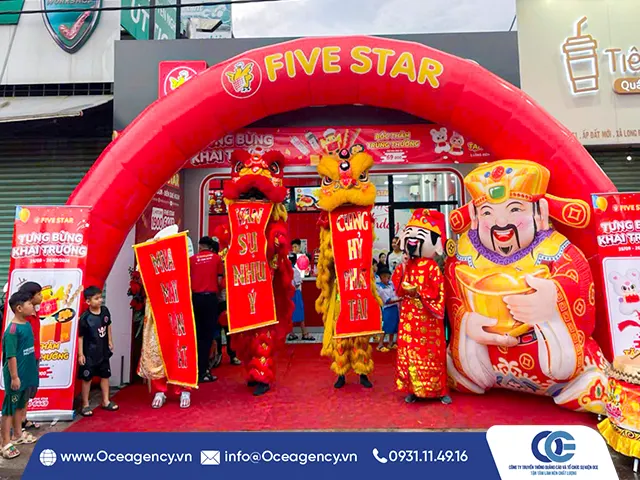 CHO THUÊ CỔNG HƠI - MÚA LÂN KHAI TRƯƠNG FIVE STAR ĐỒNG NAI