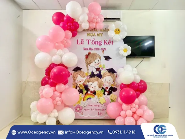 6 ý tưởng trang trí backdrop bong bóng ngày tổng kết của bé